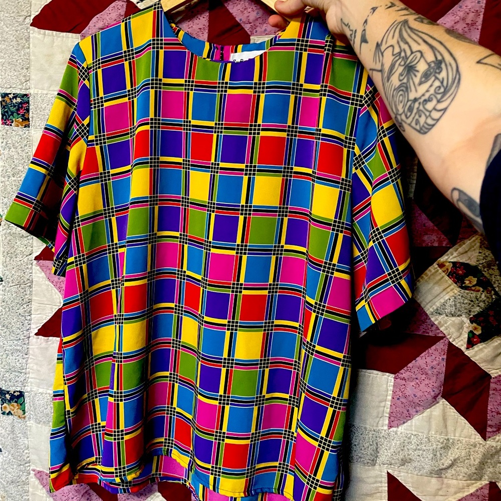 Vintage color block blouse